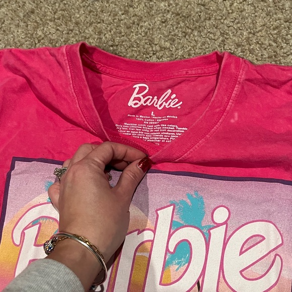 Barbie t-shirt, VGUC. It a hot pink mineral wash color. - Picture 2 of 6